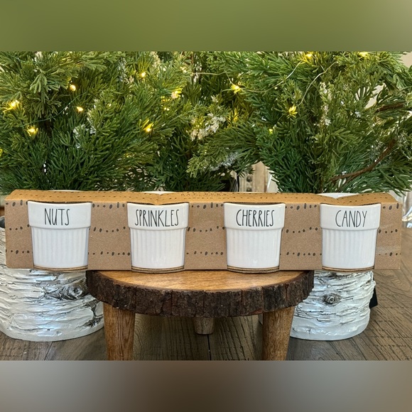 ✨ Brand NEW in Box Rae Dunn Set of 4 Ramekins- NUTS SPRINKLES CHERRIES CANDY ✨ - Picture 1 of 11